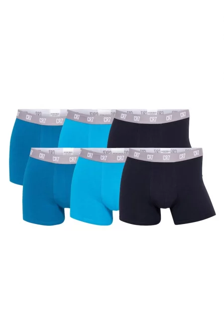 Боксерки с лого - 6 чифта - Черен/Тюркоаз