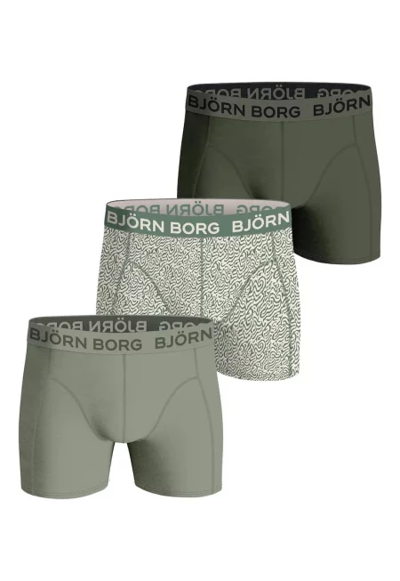 Боксерки с памук с лого на талията - 3 чифта - Бял/Зелен