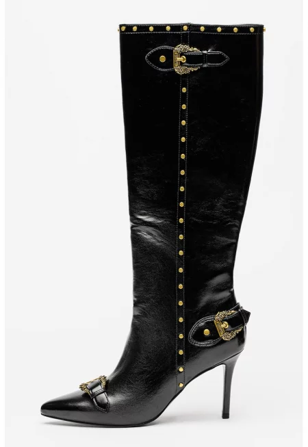 Ботуши с остър връх и цип - Черен