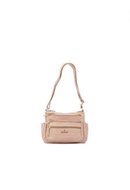 Чанта през рамо от еко кожа с лого - Камел