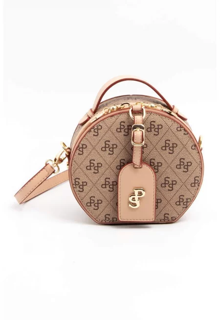 Чанта през рамо от еко кожа с шарка - Тъмнокафяв/Тъмнобежово