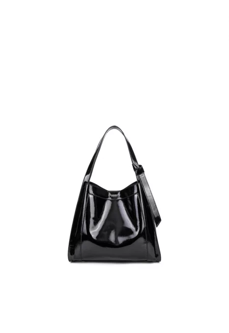 Чанта Velvetia Prime от лъскав ефект - Черен