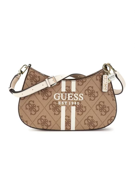 Чанта за рамо с десен - Тъмнокафяв