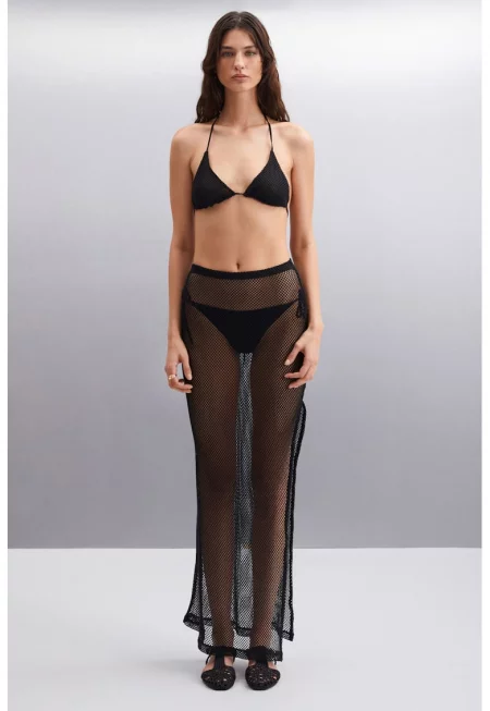 Дълга пола с висока талия - Черен