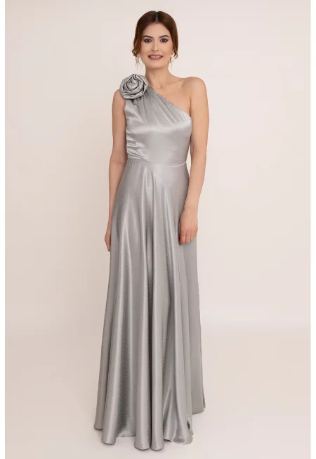 Дълга рокля с голо рамо Charm - Светло сив