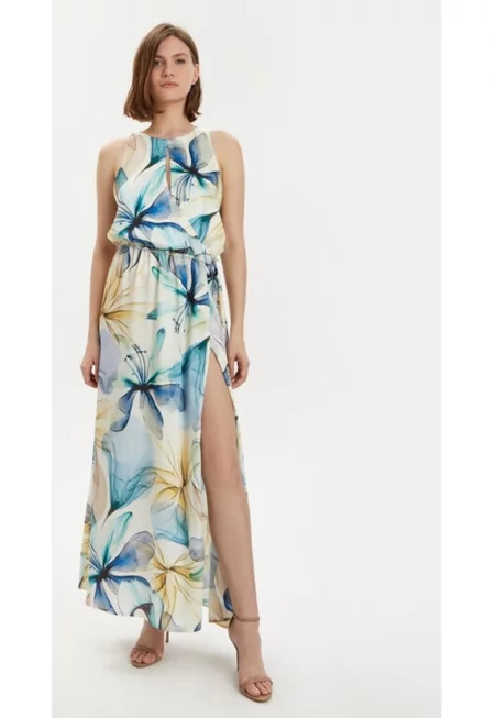 Дамска рокля -  18125 - Многоцветна - Полиестер