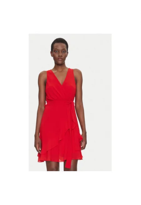 Дамска рокля  241-ROSVAL - Полиестер - Червен