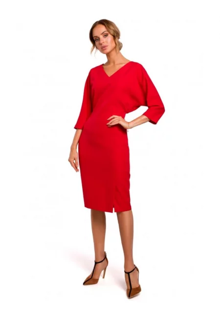 Дамска рокля  Полиестер - Еластан - Червена