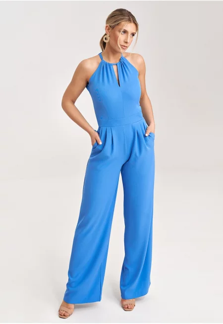 Дамски гащеризон -  елегантен - син - полиестер