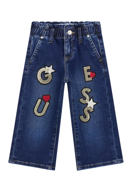 Дънки с широк крачол и еластична талия