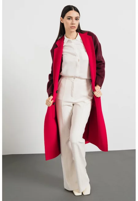 Двулицево палто с необработена вълна