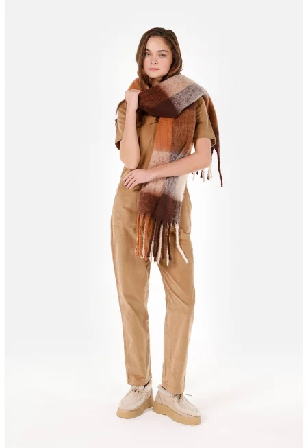 Джинсов гащеризон с цип - Светлокафяв