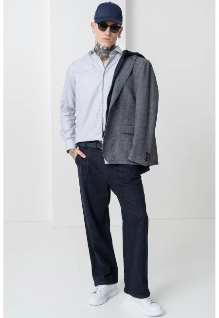 Едноцветна риза с дълги ръкави