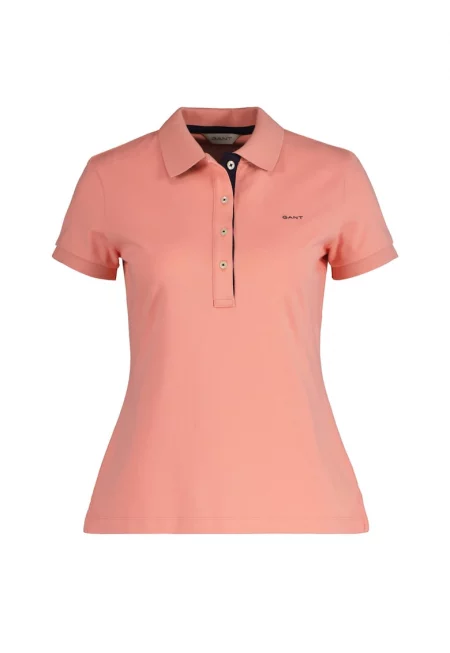 Едноцветна тениска 20863 с яка - Мандарина