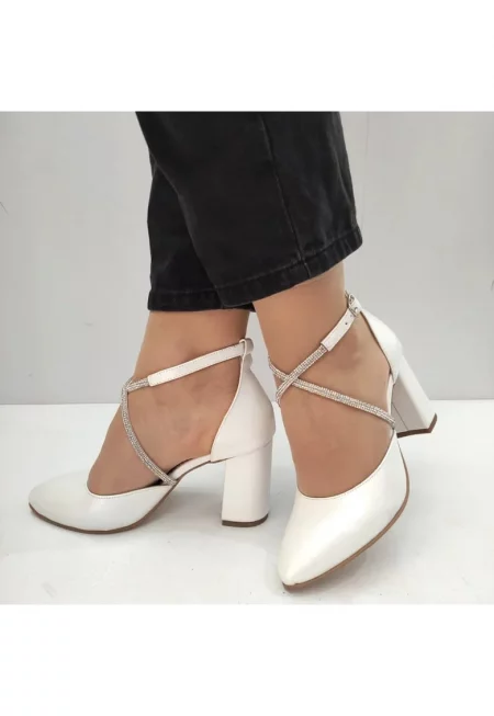 Елегантни дамски обувки  3671-1 Перленобяло - Бяло - Бял