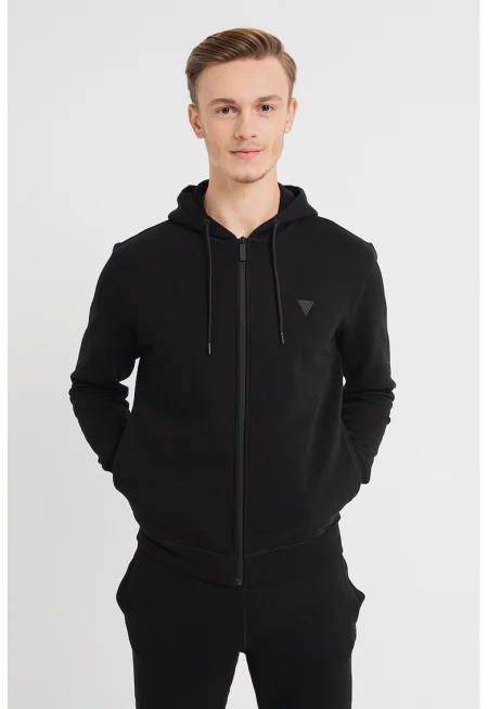 Фитнес худи с цип - Черен