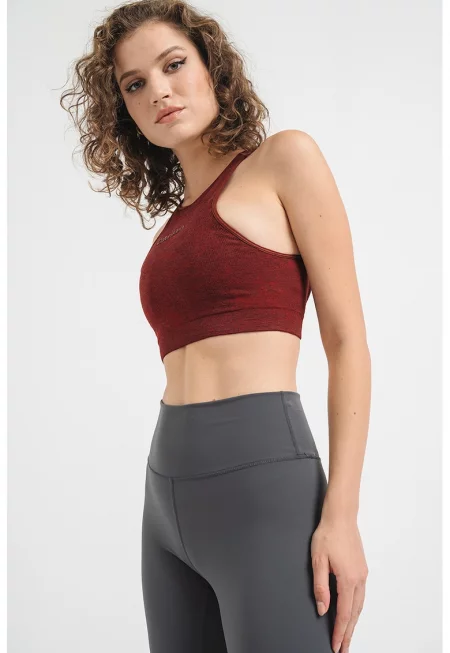 Фитнес сутиен с отвор на гърба - Бордо