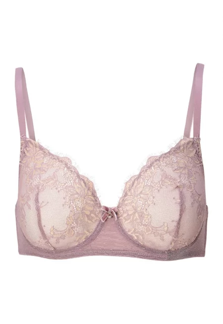 Флорален дантелен сутиен с регулируеми презрамки - Бежов
