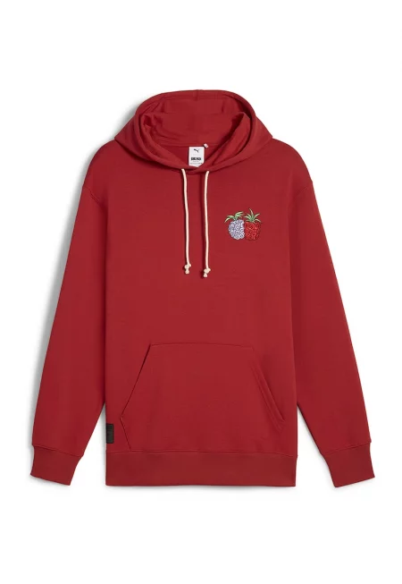 Худи с лого и джоб кенгуру - Тъмночервен