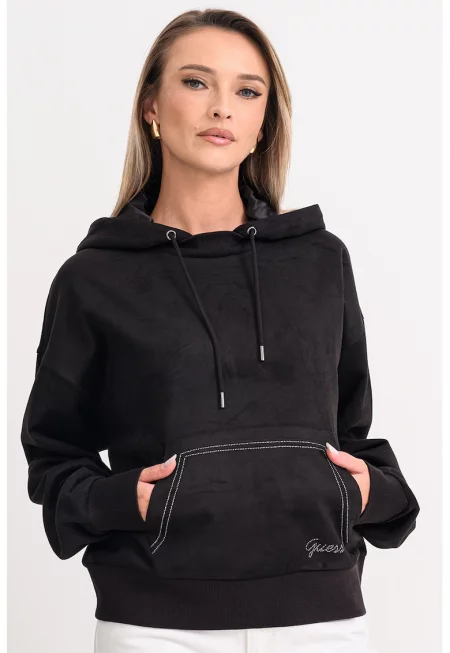 Кадифено худи с декоративни камъни