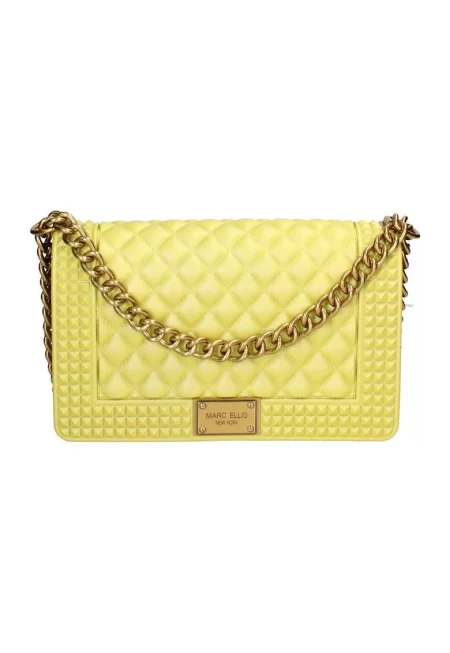 Капитонирана чанта през рамо с капаче - Зелен/Златист