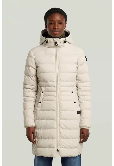 Капитонирано зимно яке с качулка - Крем