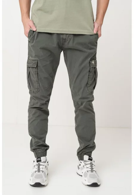 Карго панталон с лого - Тъмнозелен