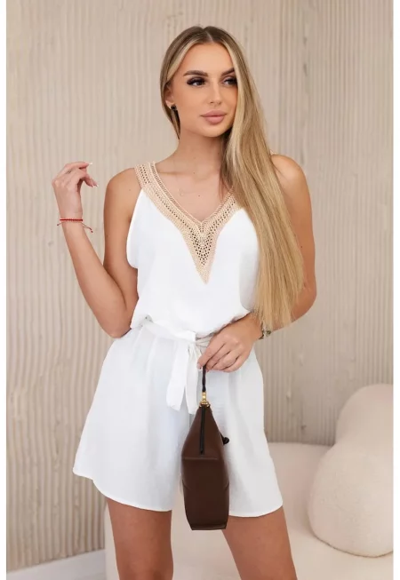 Къс гащеризон с дантела - един размер