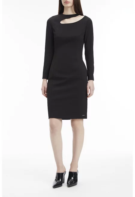 Къса рокля с отвор - Черен