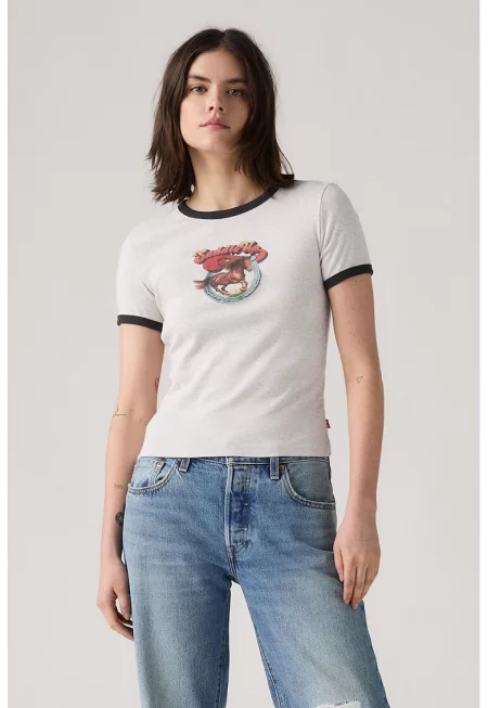 Къса тениска с фигурален принт