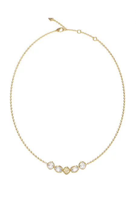 Колие с кристали - Бял/Златист