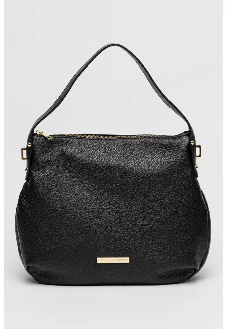 Кожена чанта с допълнителна презрамка - Черен