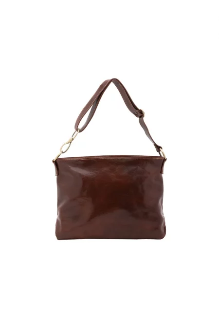 Кожена чанта с отделяща се презрамка - Кафяв