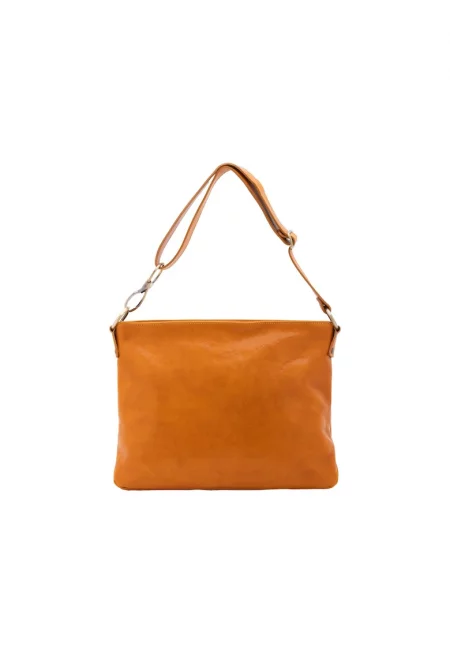 Кожена чанта с отделяща се презрамка - Синапено жълто