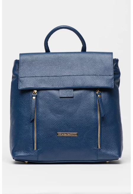 Кожена раница с капаче - Тъмносин