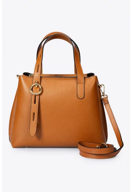 Кожена шопинг чанта - Кафяв