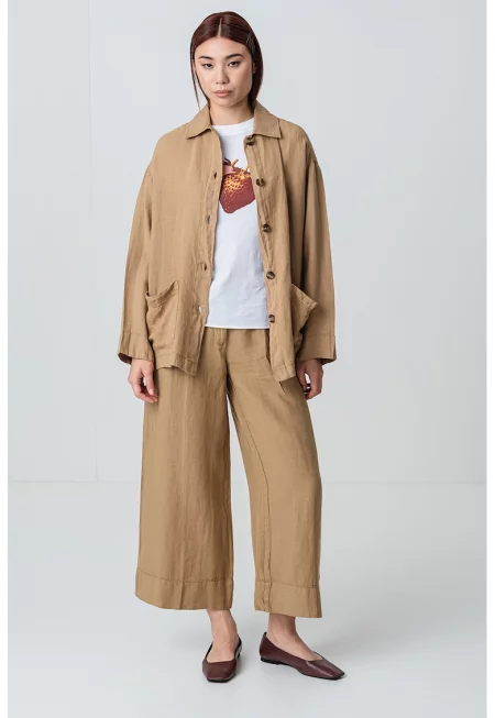 Ленена риза Giga с джобове - Карамел