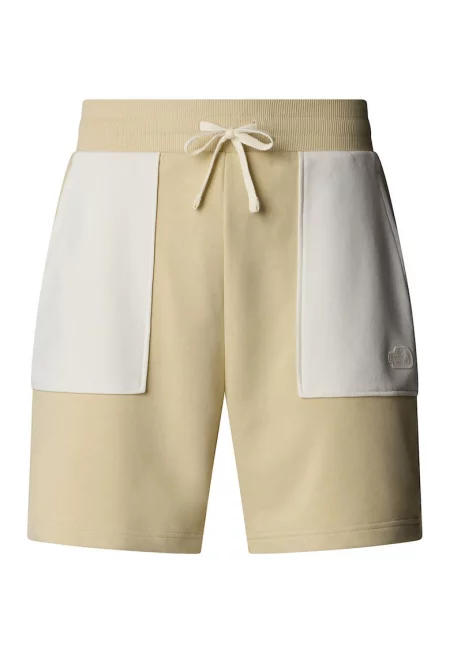 Мъхест къс панталон с памук и джобове - Мръснобял/Камел