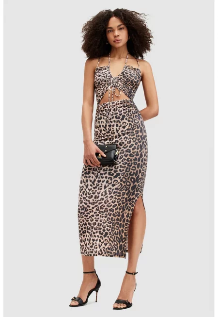 Миди рокля Amaya с принт и отвори