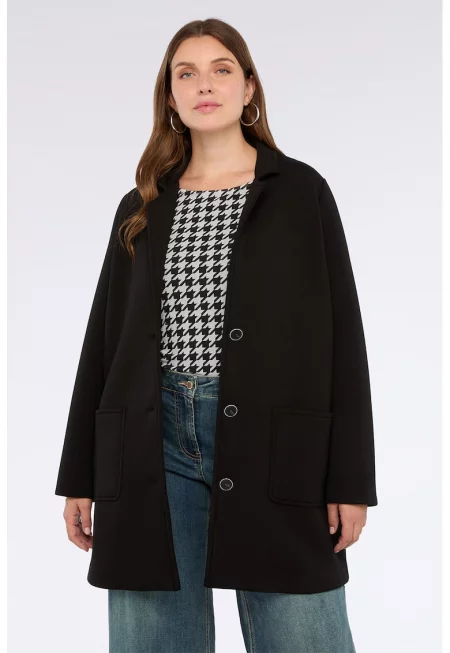 Палто с джобове - Черен