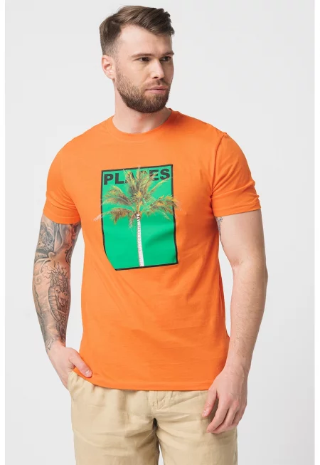 Памучна тениска с овално деколте