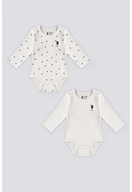 Памучни бодита - 2 части - Бял/Ултрамарин синьо