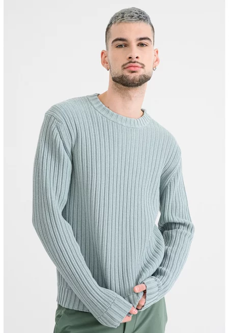 Плетен пуловер Sribben - Светлозелен