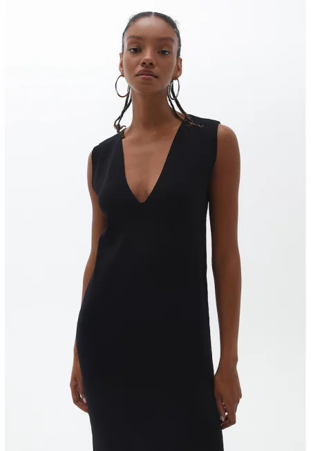 Права рокля с шпиц - Черен