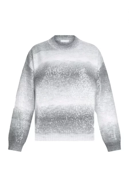 Пуловер с пайети - Сив