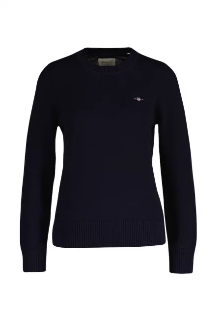 Пуловер слим с лого - Син