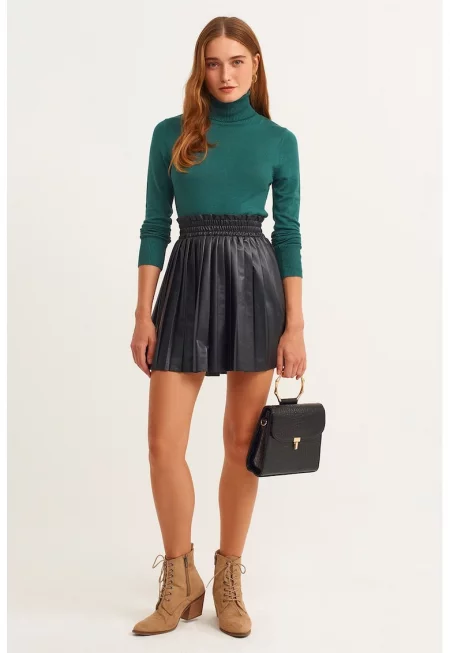 Разкроена къса пола - Черен