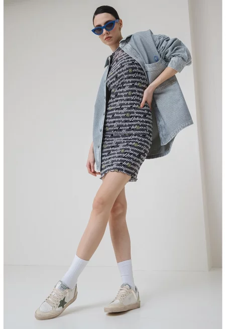 Риза Garesa с джоб - Мръснобял/Тъмносин