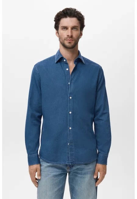 Риза от шамбре с дълги ръкави