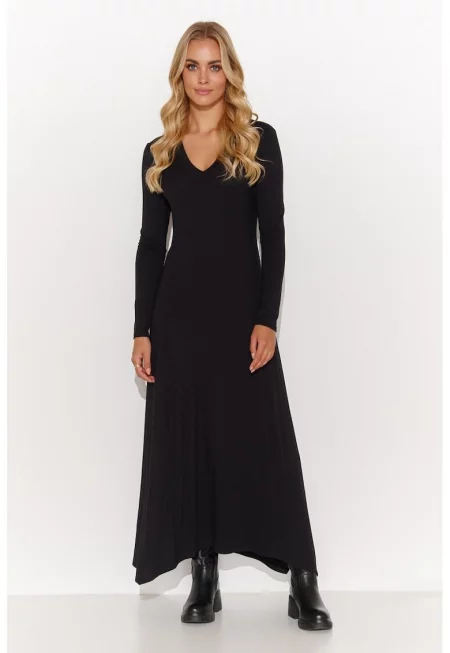 Rochie maxi evazata cu decolteu in V